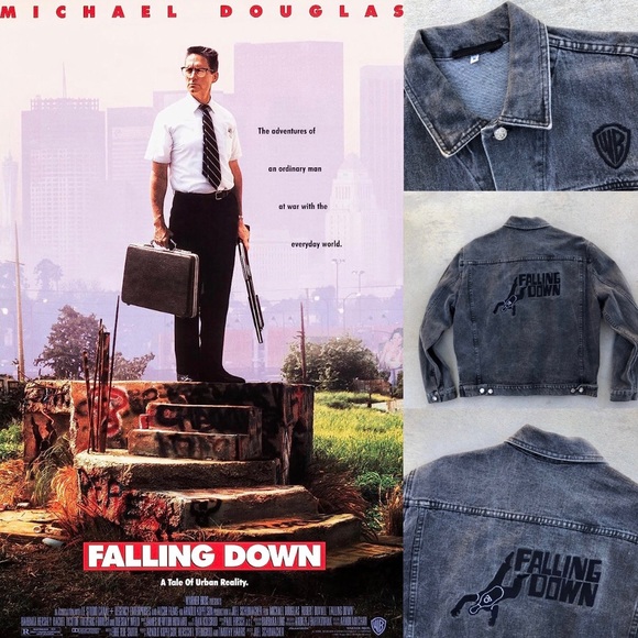 Vtg 1993 Warner Bros Falling Down Michael Douglas Movie Denim Jacket - Size M